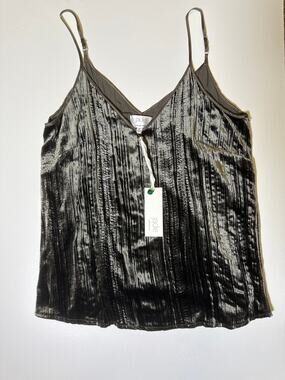 Jade by Johnny Was Beth Strap Cami NWT Size M Olive Crushed Velvet Camisole